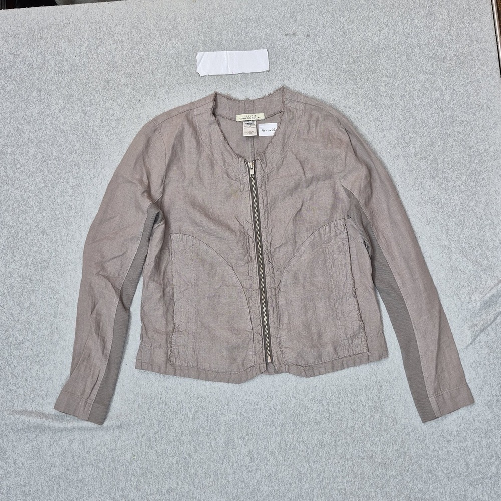 Prairie Underground Women Jacket M Brown Cotton Hemp‎ Organic Activewear Zipper
